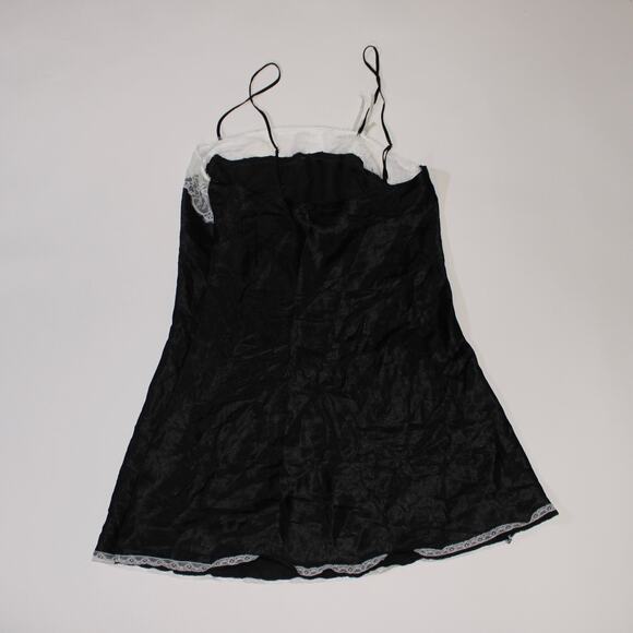 Victoria's Secret Black Slip Dress With White Lace Trim And Bow Size S - Picture 2 of 6